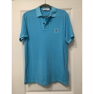 Stone Island Polo Shirt Cotton Blue Slim-Fit Mens Patch Program Size Large Blue